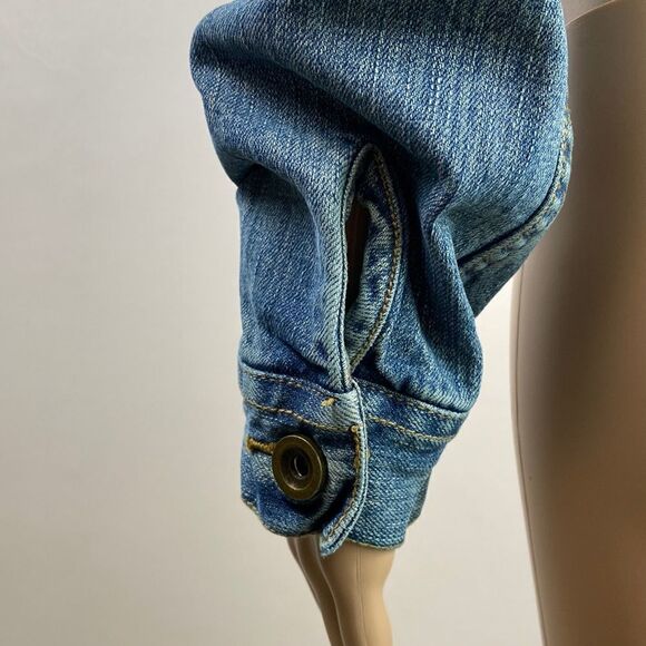 ❤️Last Chance INC International Concepts beaded cropped denim jacket size M - Picture 4 of 9